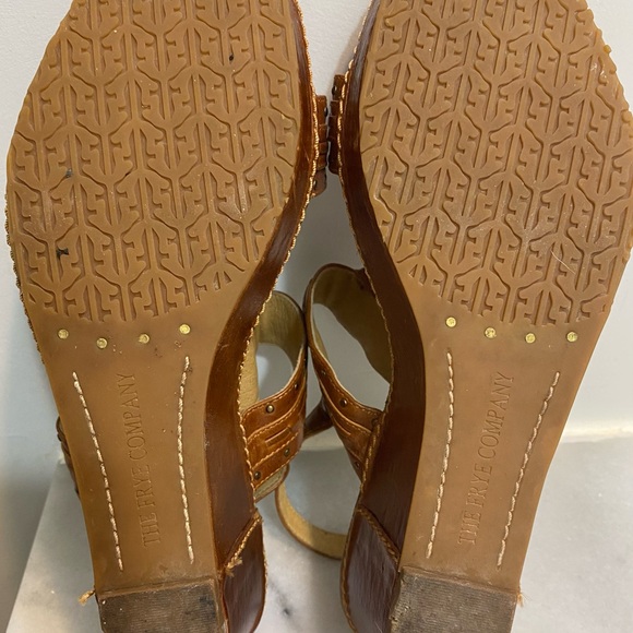 Frye LEATHER Sandals-Ivy O Ring Sling -Size 9 -Wedge - Picture 13 of 15